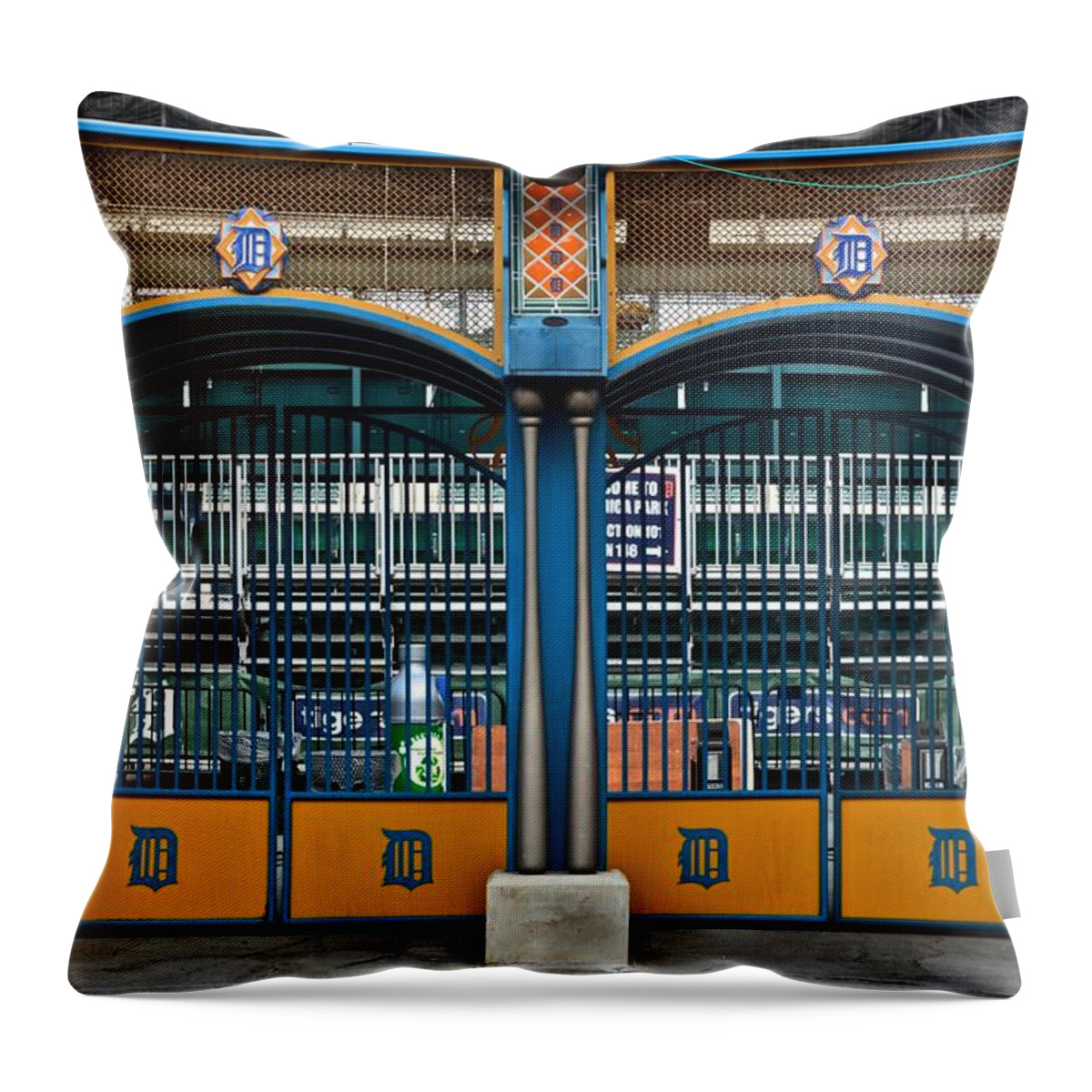Detroit Throw Pillow featuring the photograph Tigers Baseball by Frozen in Time Fine Art Photography