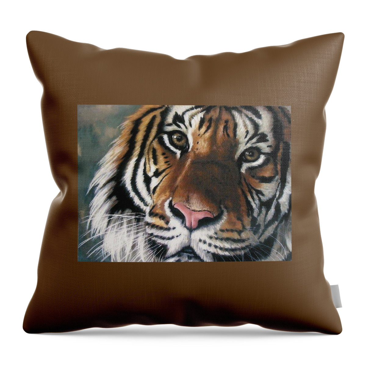Tiger Throw Pillow featuring the pastel Tigger by Barbara Keith