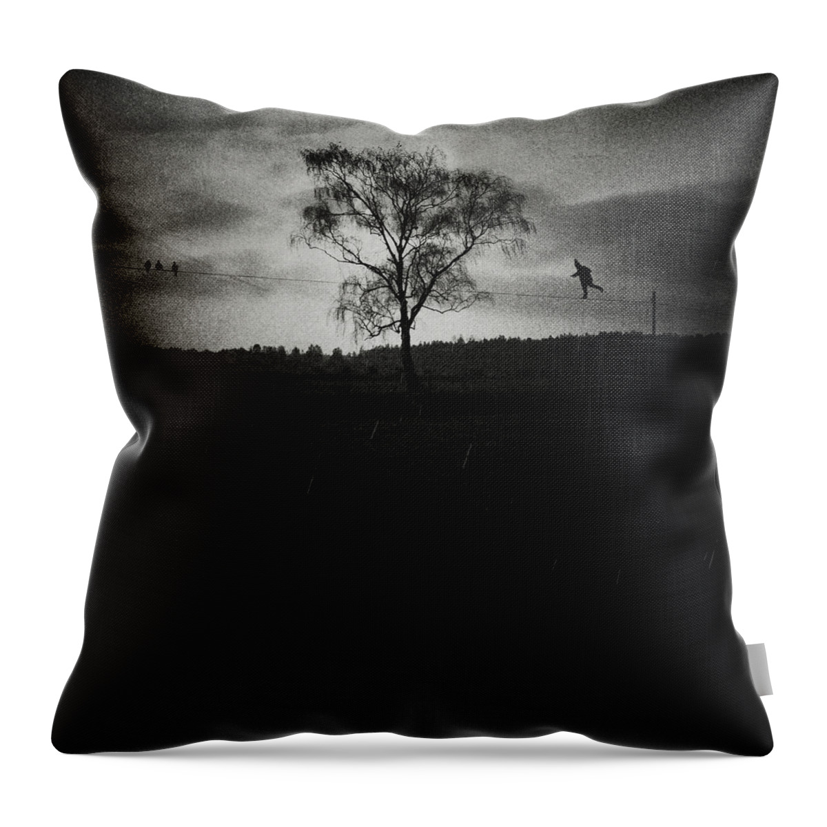 Surreal Throw Pillow featuring the photograph Tightrope walker by Art of Invi