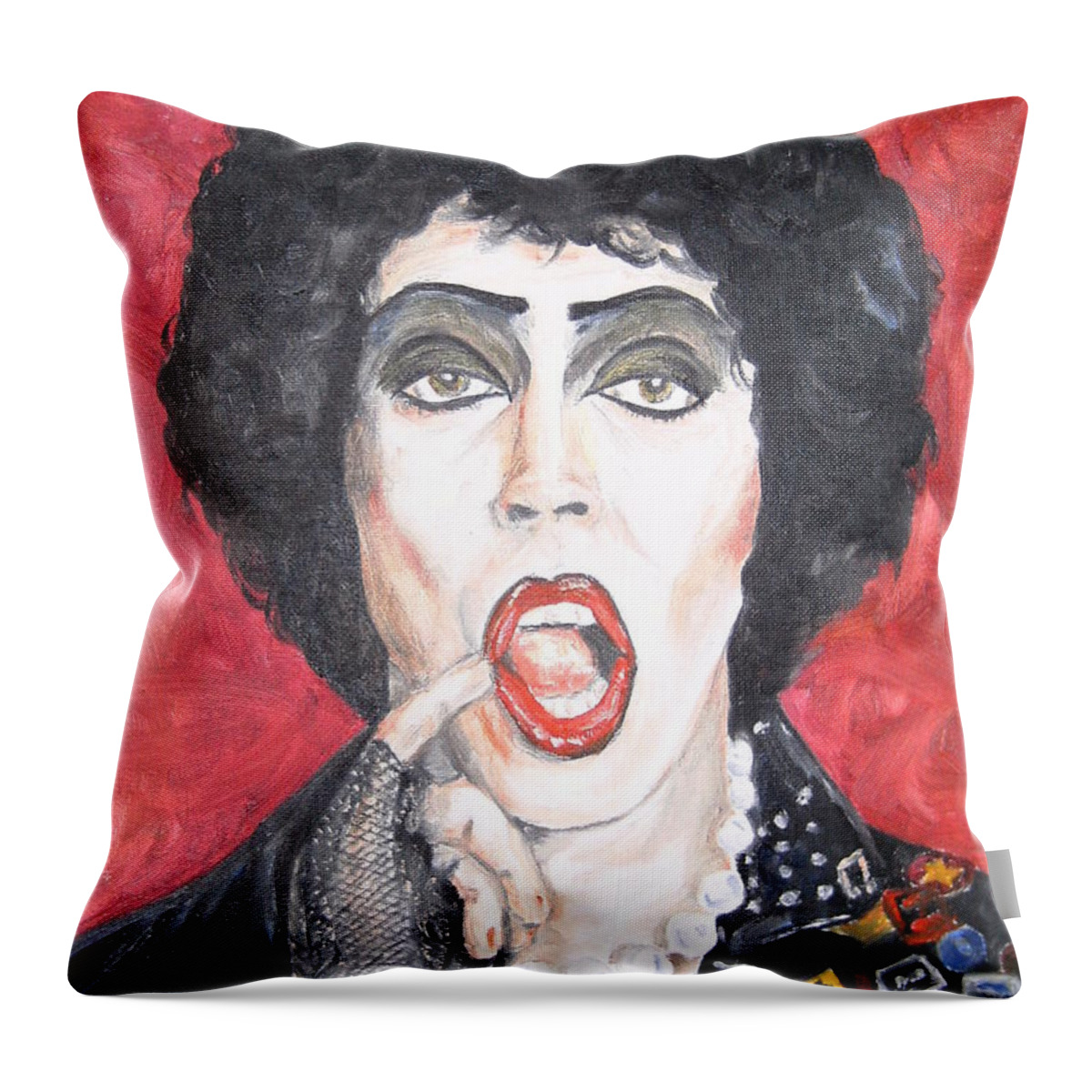 Tim Curry Throw Pillow featuring the painting TIM by Deana Smith
