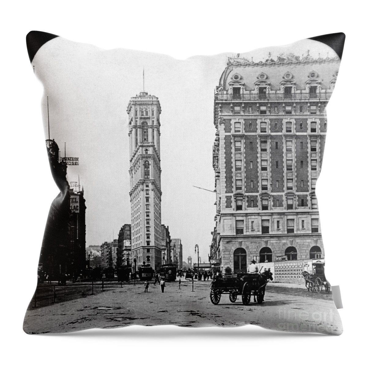 1908 Throw Pillow featuring the photograph Times Square, 1908 by Granger