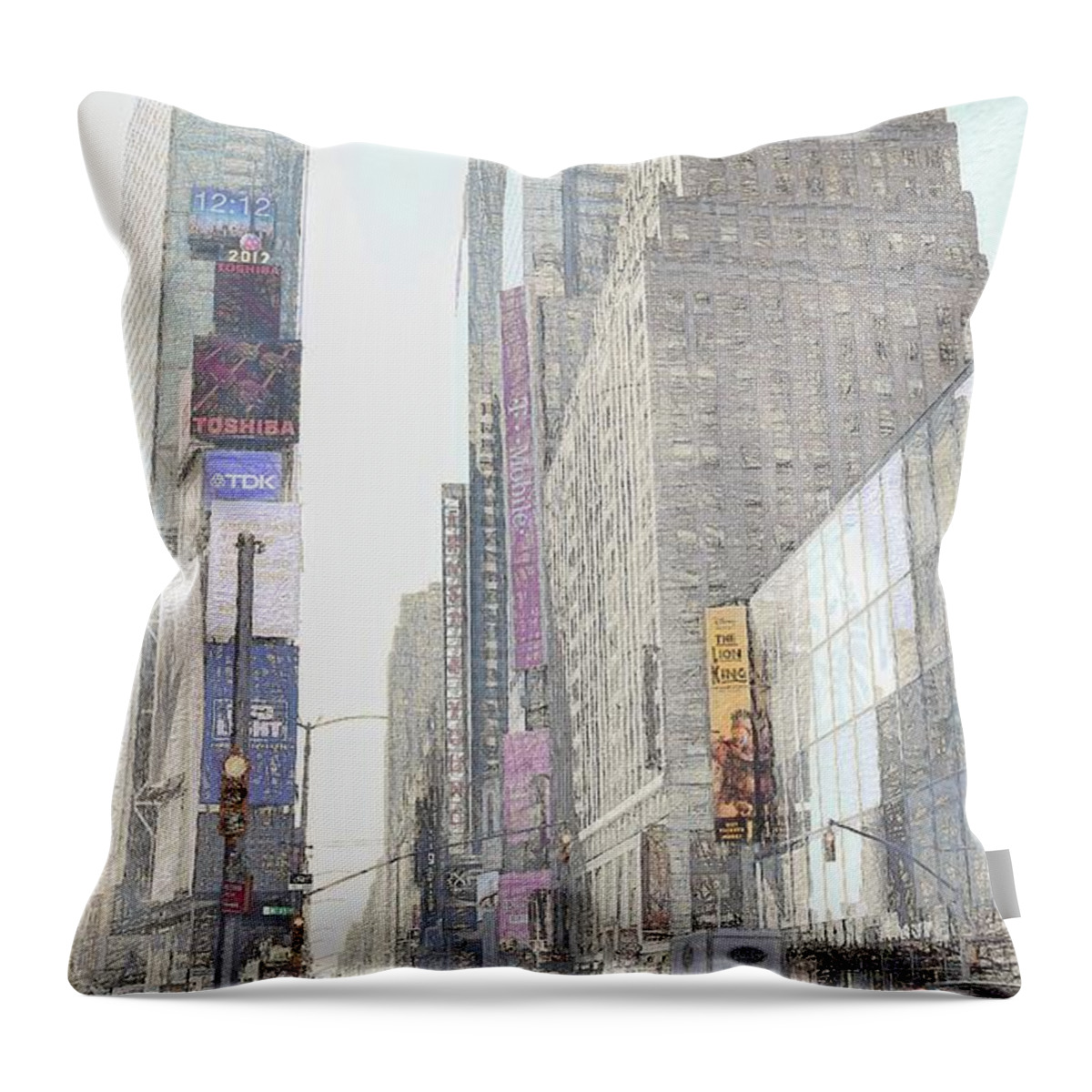 Times Square Throw Pillow featuring the photograph Times Square Street Scene by Dyle Warren