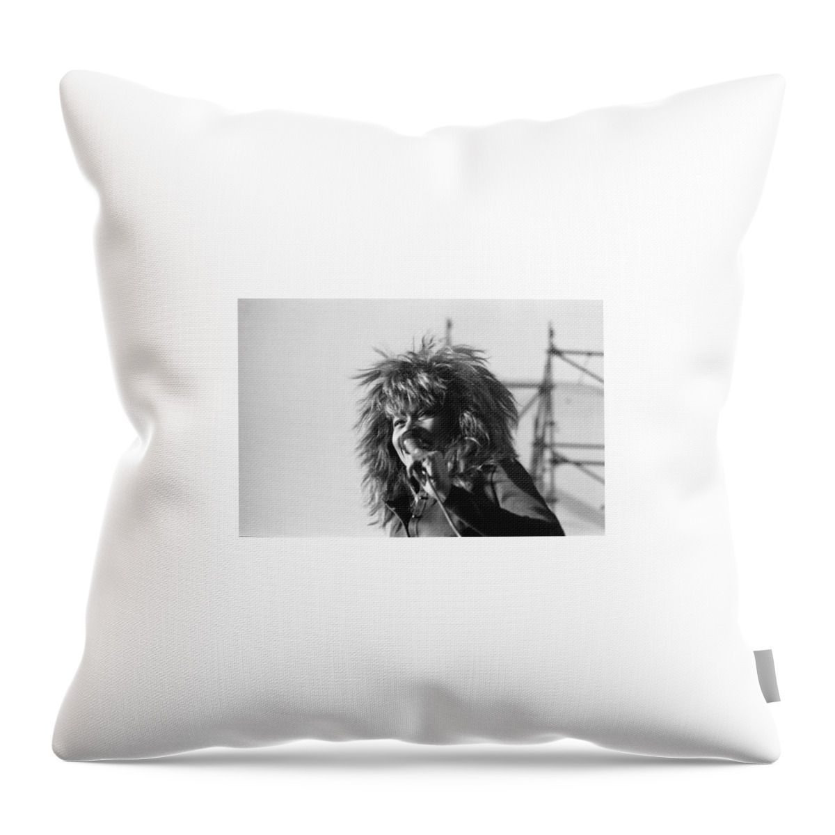 1980s Throw Pillow featuring the photograph Tina Turner at the R.D.S. arena by Irishphotoarchive