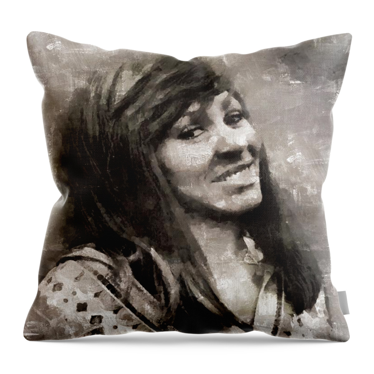  Throw Pillow featuring the painting Tina Turner, Singer by Esoterica Art Agency