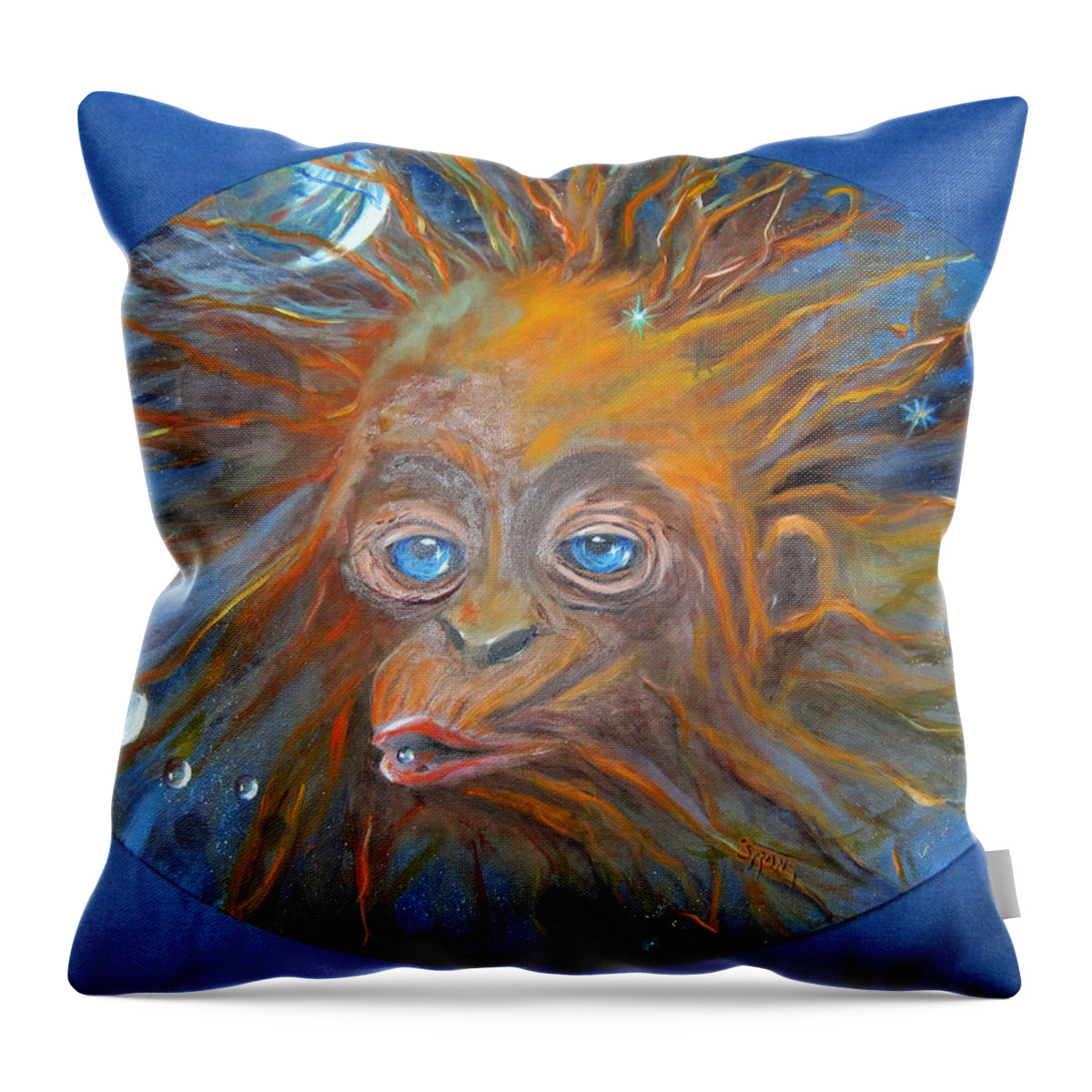 Curvismo Throw Pillow featuring the painting Tiny Bubbles In The Sky by Sherry Strong