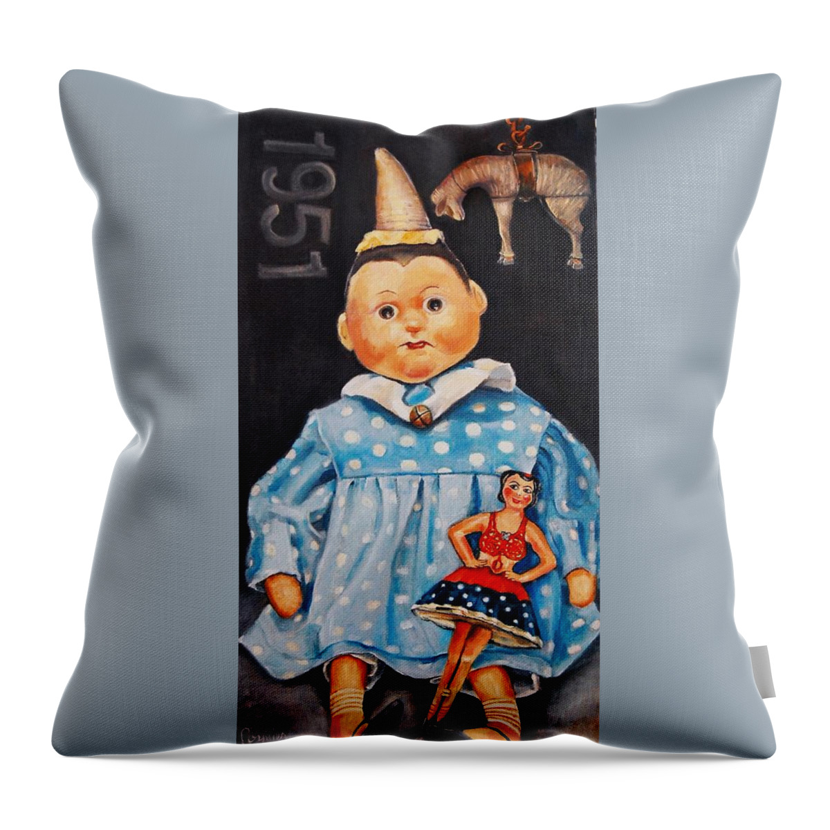 Doll Throw Pillow featuring the painting Tiny Dancer by Jean Cormier