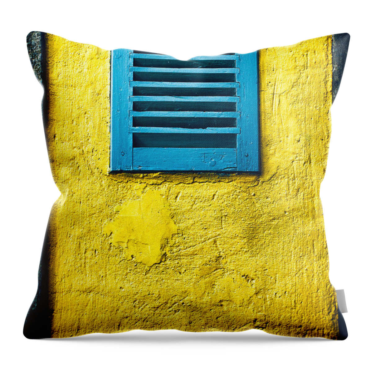 Abstract Throw Pillow featuring the photograph Tiny window with closed shutter by Silvia Ganora
