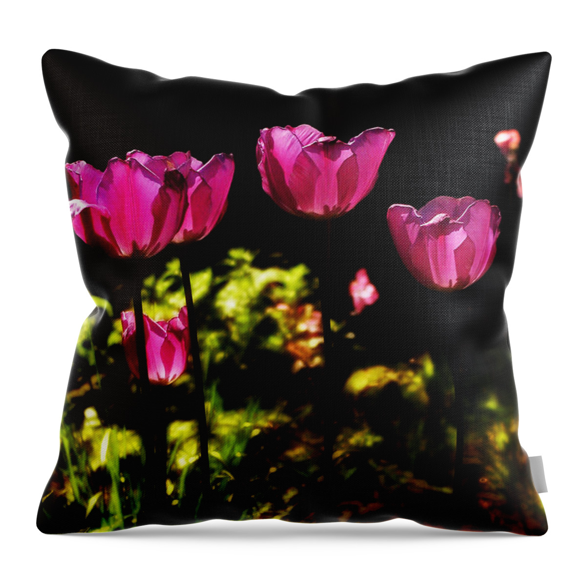 Tulips Throw Pillow featuring the photograph Tiptoe Through the Tulips by Bill Cannon