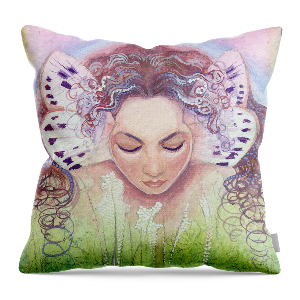 Titania Throw Pillow featuring the painting Titania by Ragen Mendenhall