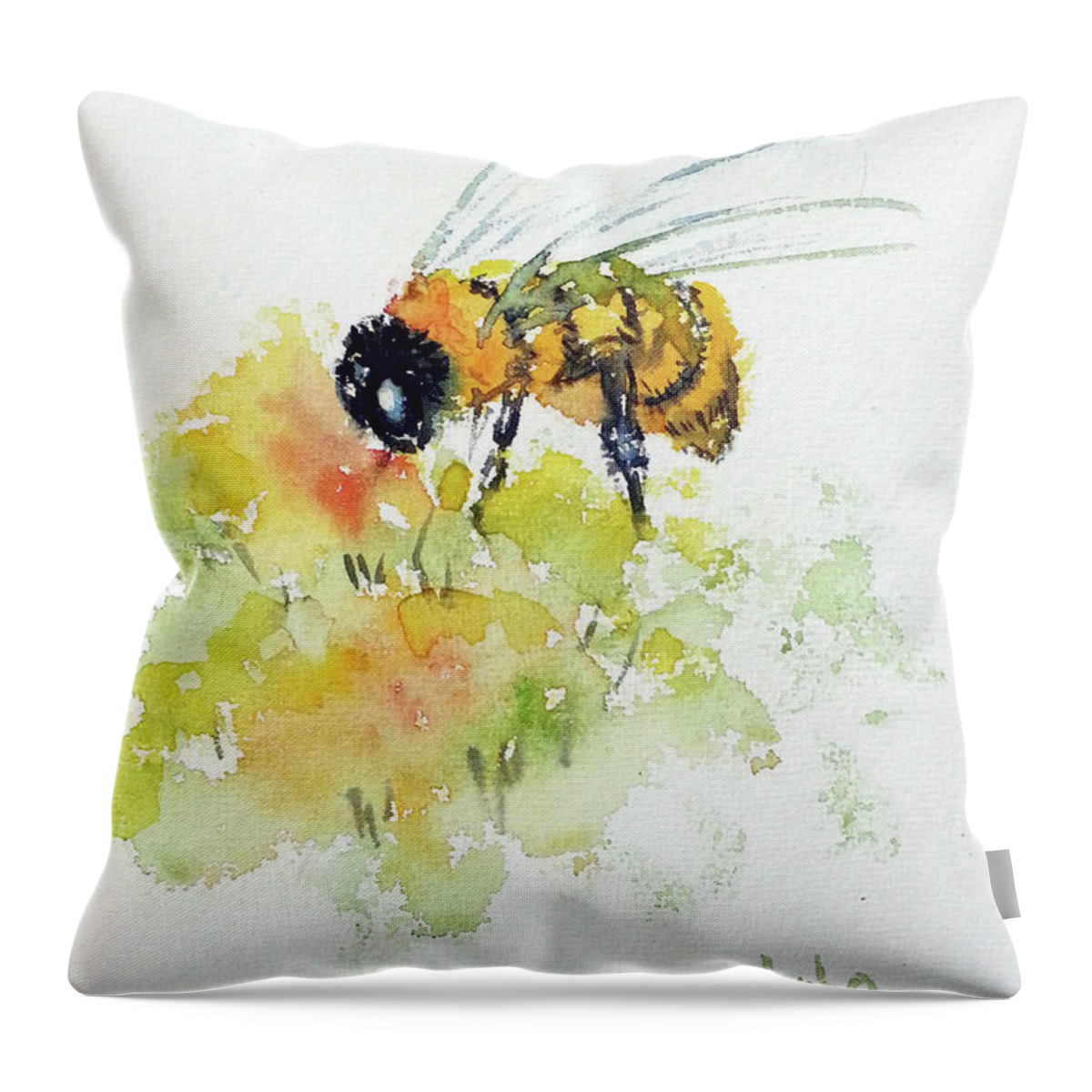 Bee Throw Pillow featuring the painting To Bee or not to be by Asha Sudhaker Shenoy