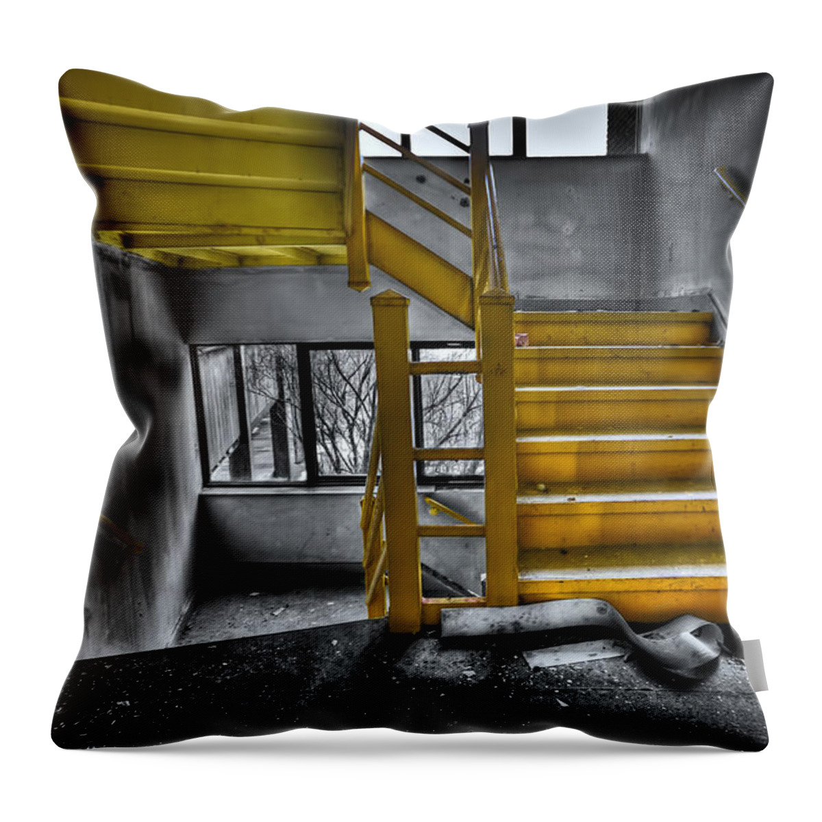 Stair Throw Pillow featuring the photograph To The Higher Ground by Evelina Kremsdorf