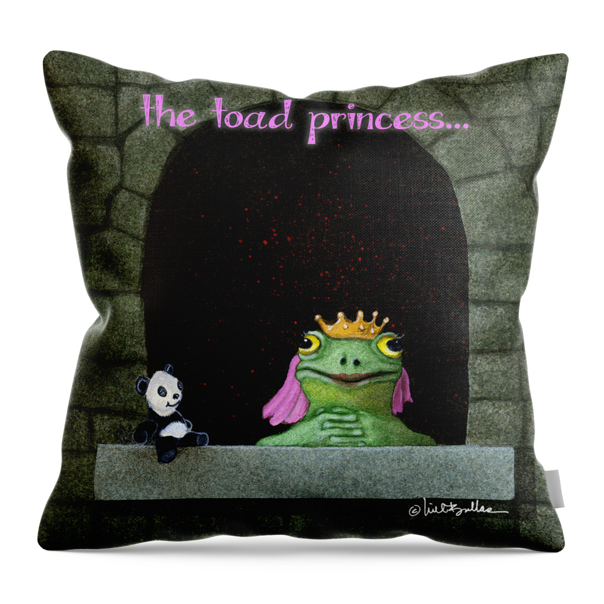 Will Bullas Throw Pillow featuring the painting Toad Princess... by Will Bullas