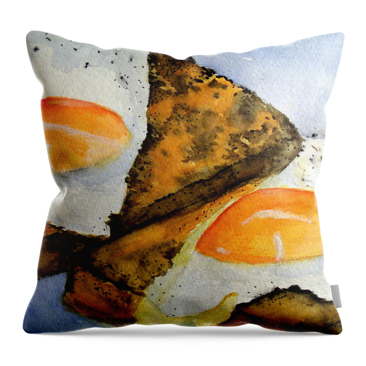 Eggs Throw Pillow featuring the painting Toast and Eggs by Carol Grimes