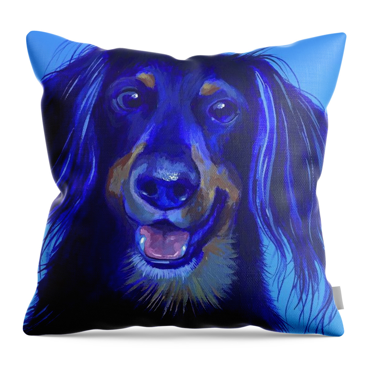 Dog Portrait Throw Pillow featuring the painting Toby by Hunter Jay