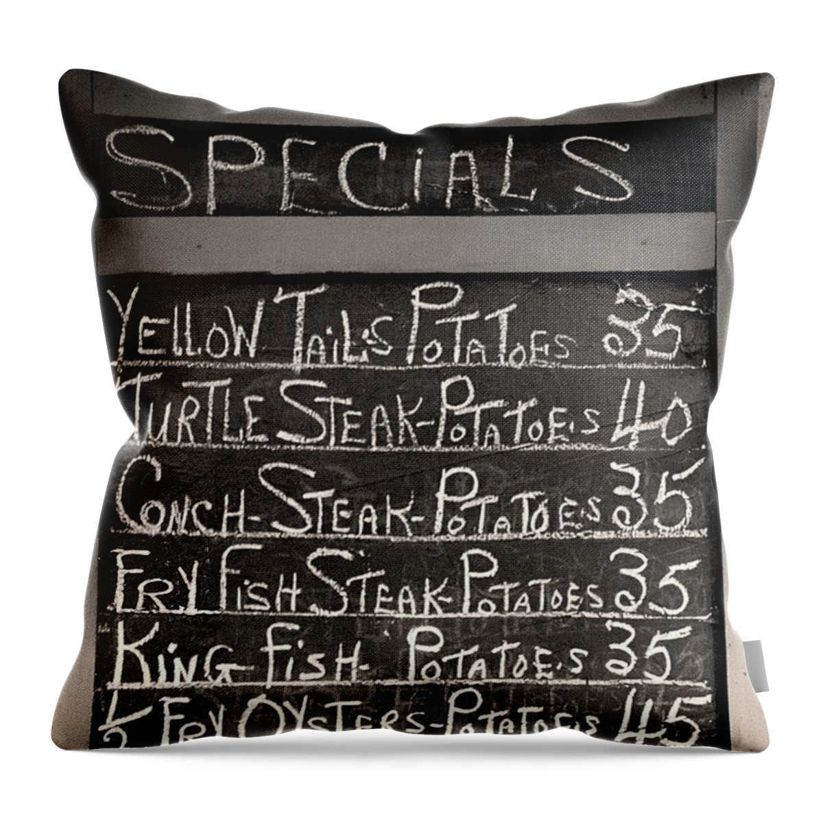 Chalkboard Throw Pillow featuring the painting Today's Specials Menu by Mindy Sommers