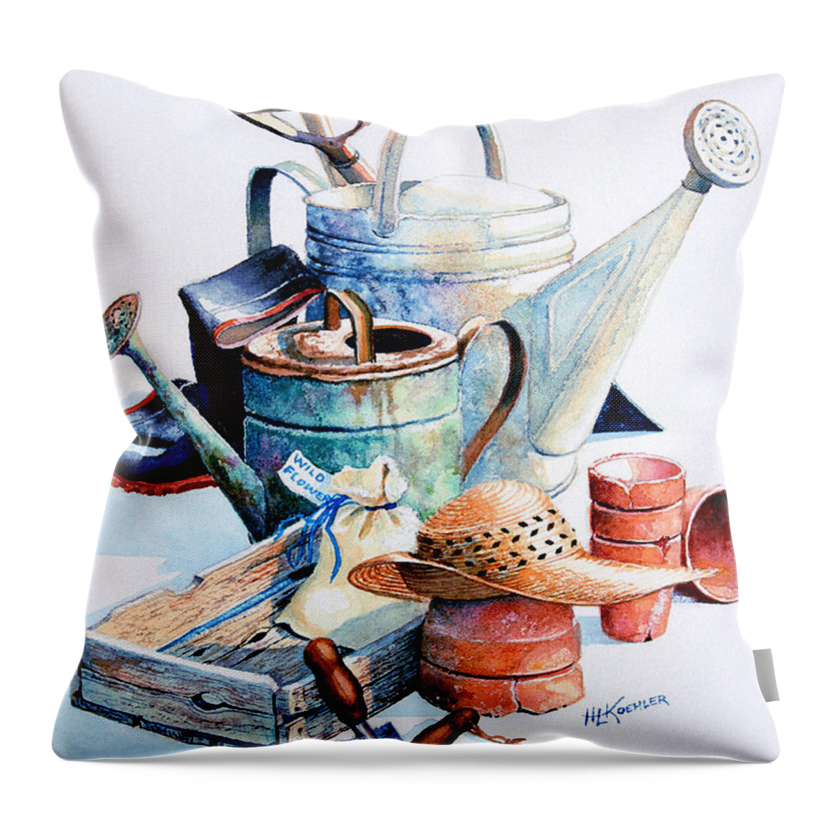 Garden Throw Pillow featuring the painting Todays Toil Tomorrows Pleasure II by Hanne Lore Koehler