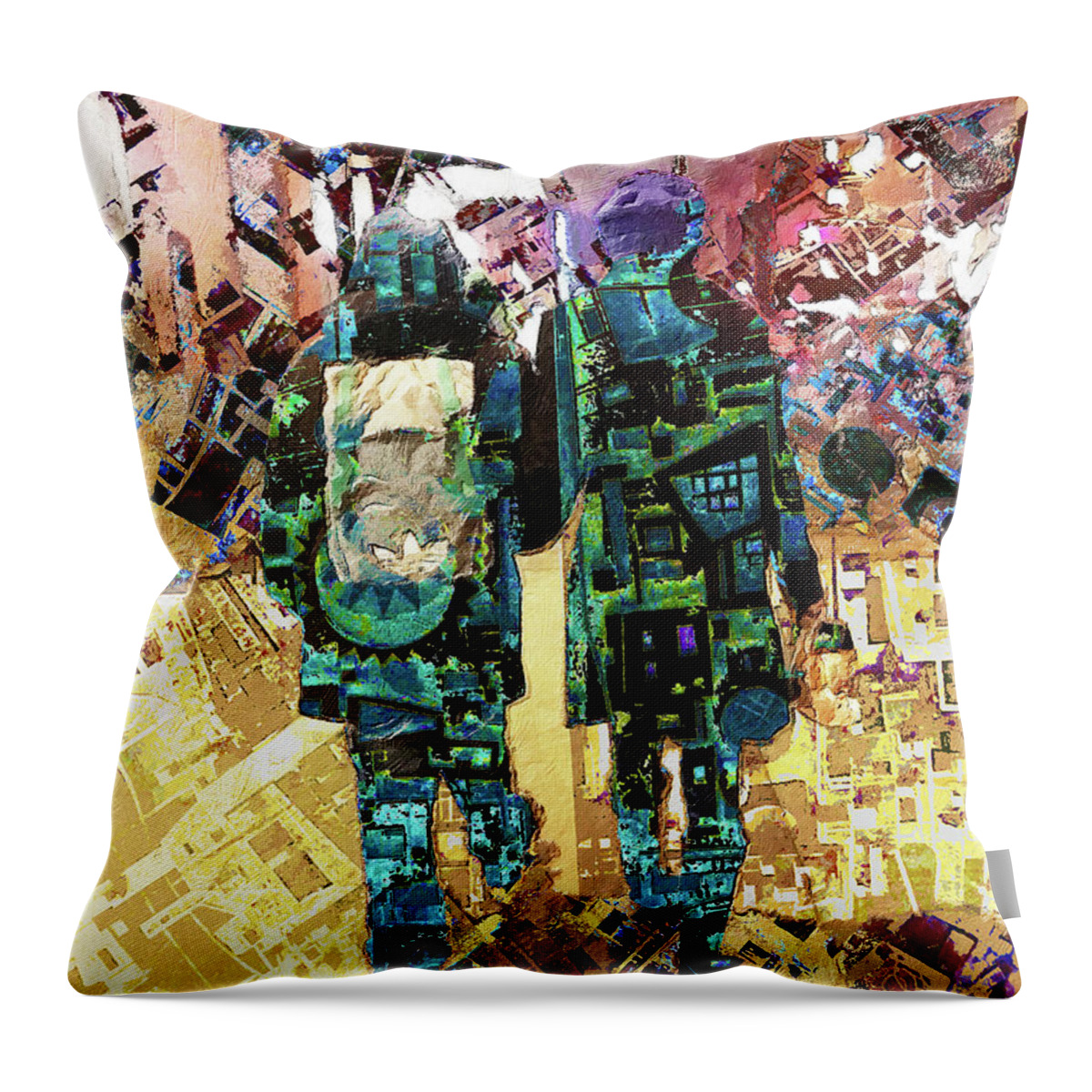 Walk Throw Pillow featuring the painting Together by Tony Rubino