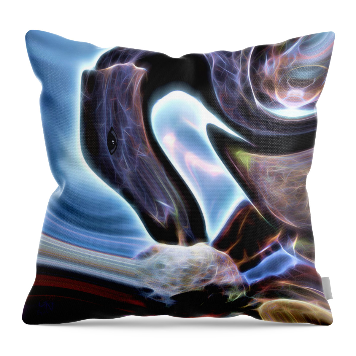 Alien Throw Pillow featuring the digital art Tokhai by Pennie McCracken