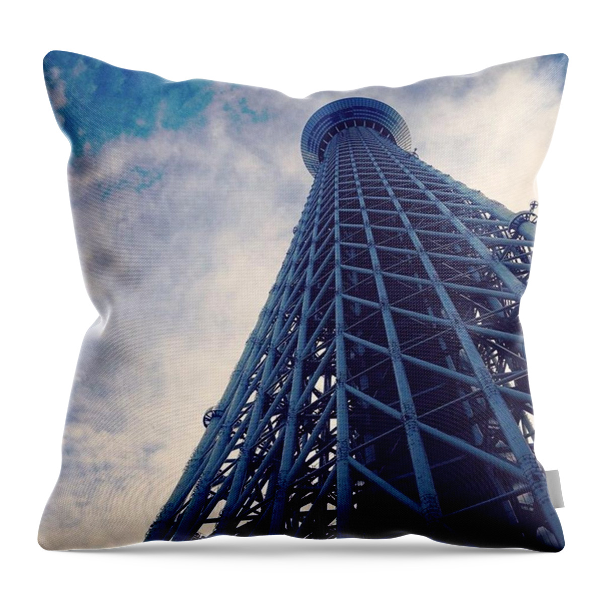 Sky Tree Throw Pillow featuring the photograph Skytree Tower From The Bottom, Tokyo, Japan by Yoshiaki Tanaka