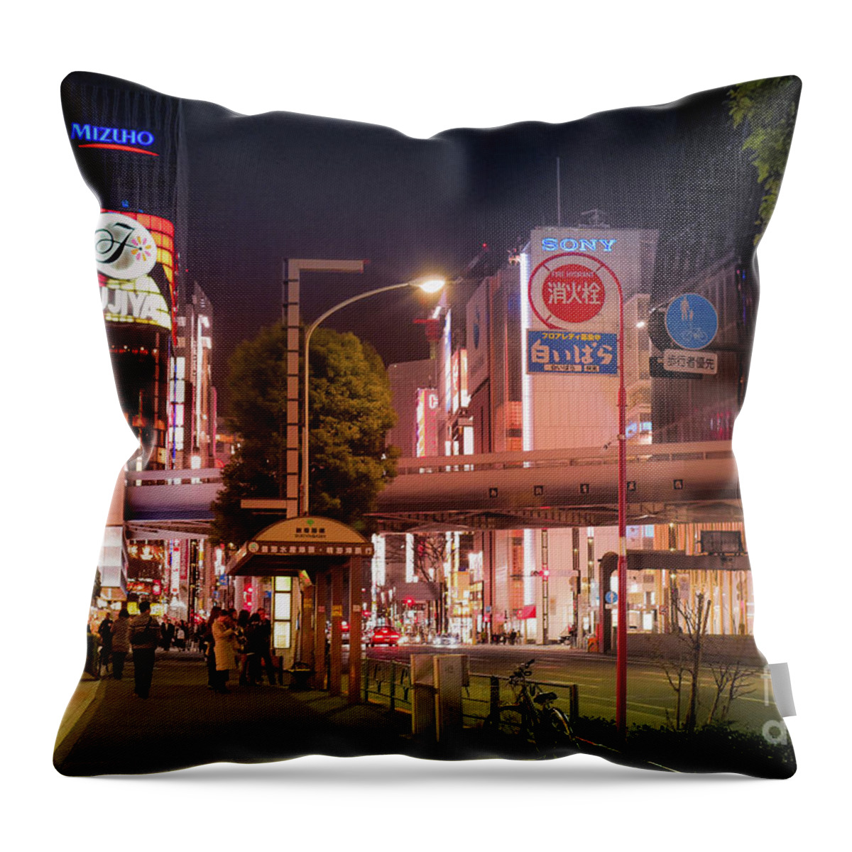 Pedestrians Throw Pillow featuring the photograph Tokyo Streets, Japan by Perry Rodriguez