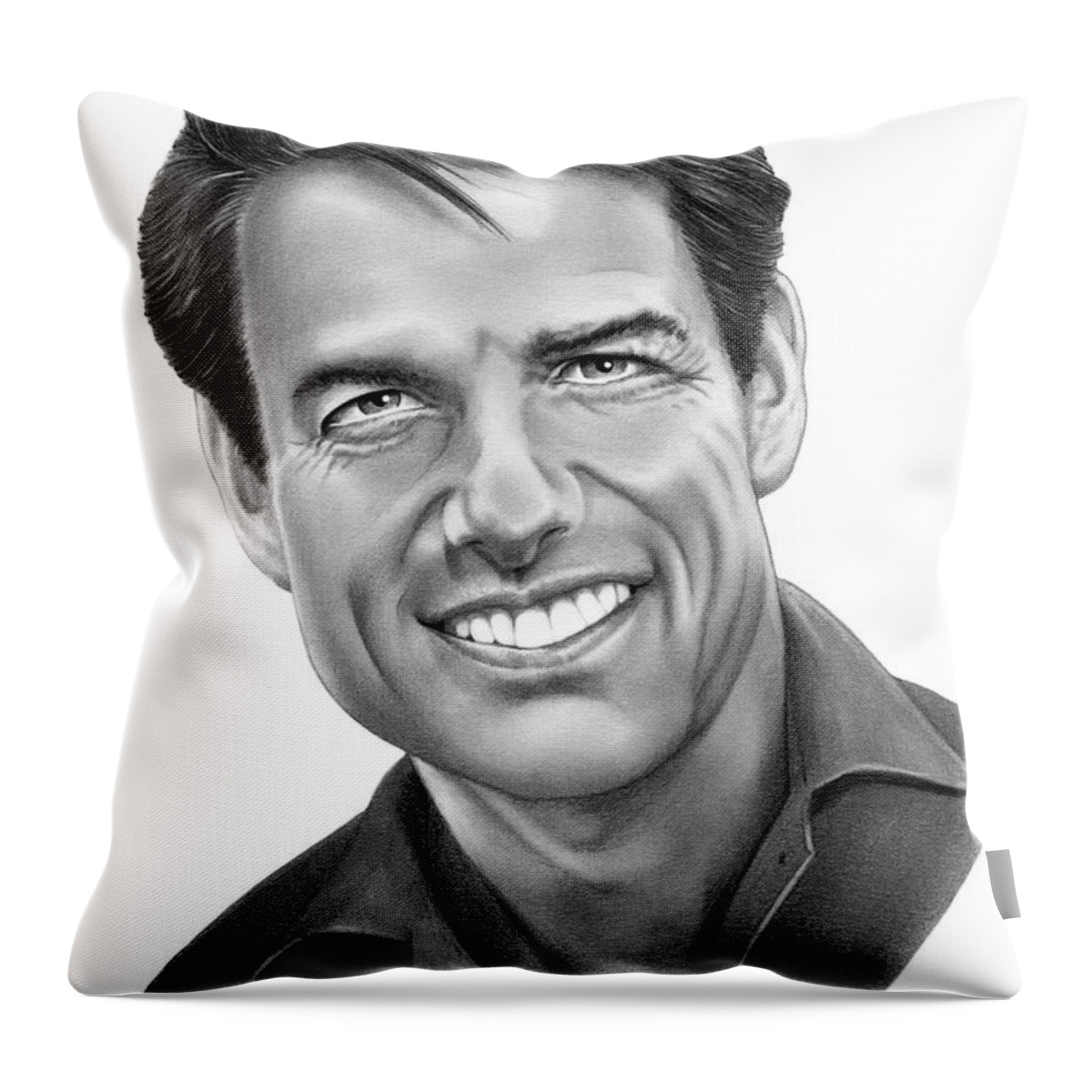 Pencil Throw Pillow featuring the drawing Tom Cruise by Murphy Elliott
