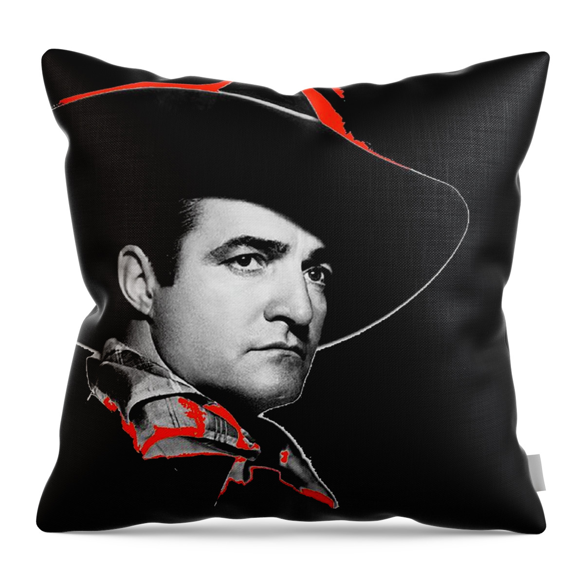 Tom Mix Portrait C.1925 Color Added 2013 Throw Pillow featuring the photograph Tom Mix Portrait C.1925 color added 2013 by David Lee Guss