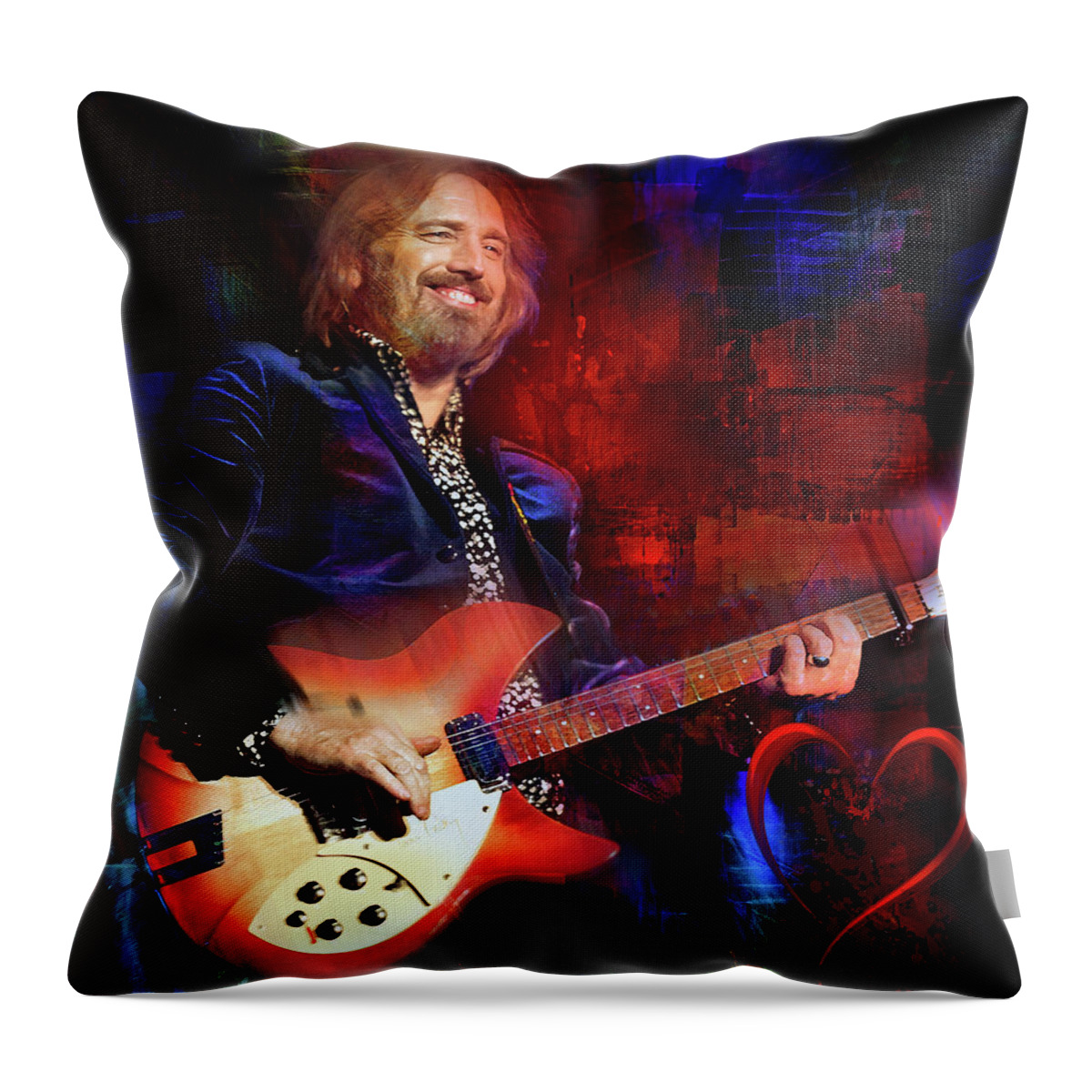 Tom Petty Throw Pillow featuring the mixed media Tom Petty and the Heartbreakers by Mal Bray