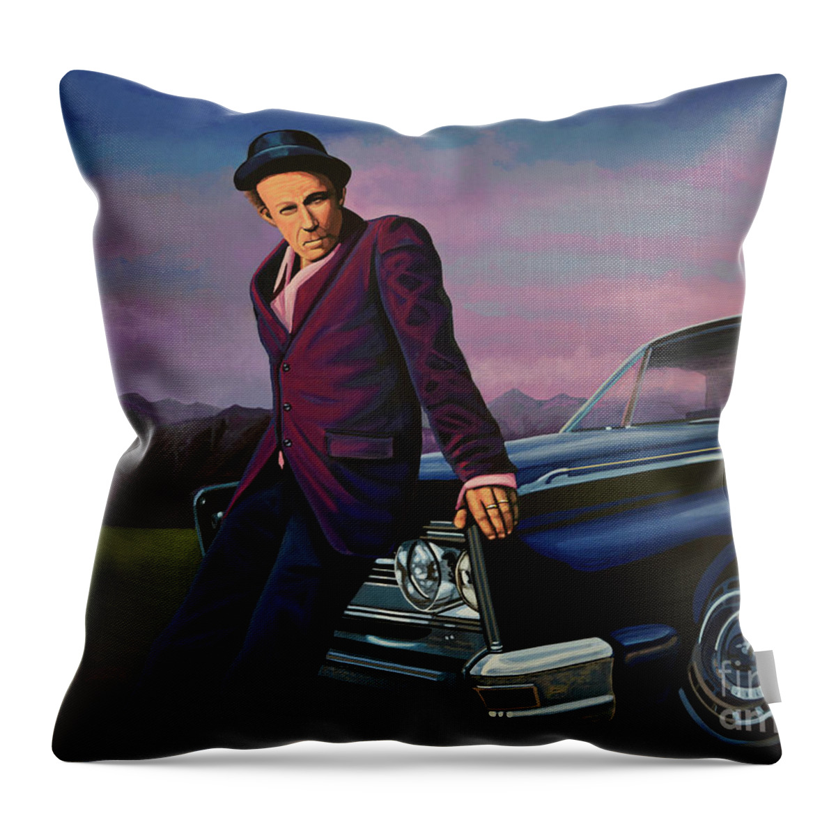 Tom Waits Throw Pillow featuring the painting Tom Waits by Paul Meijering