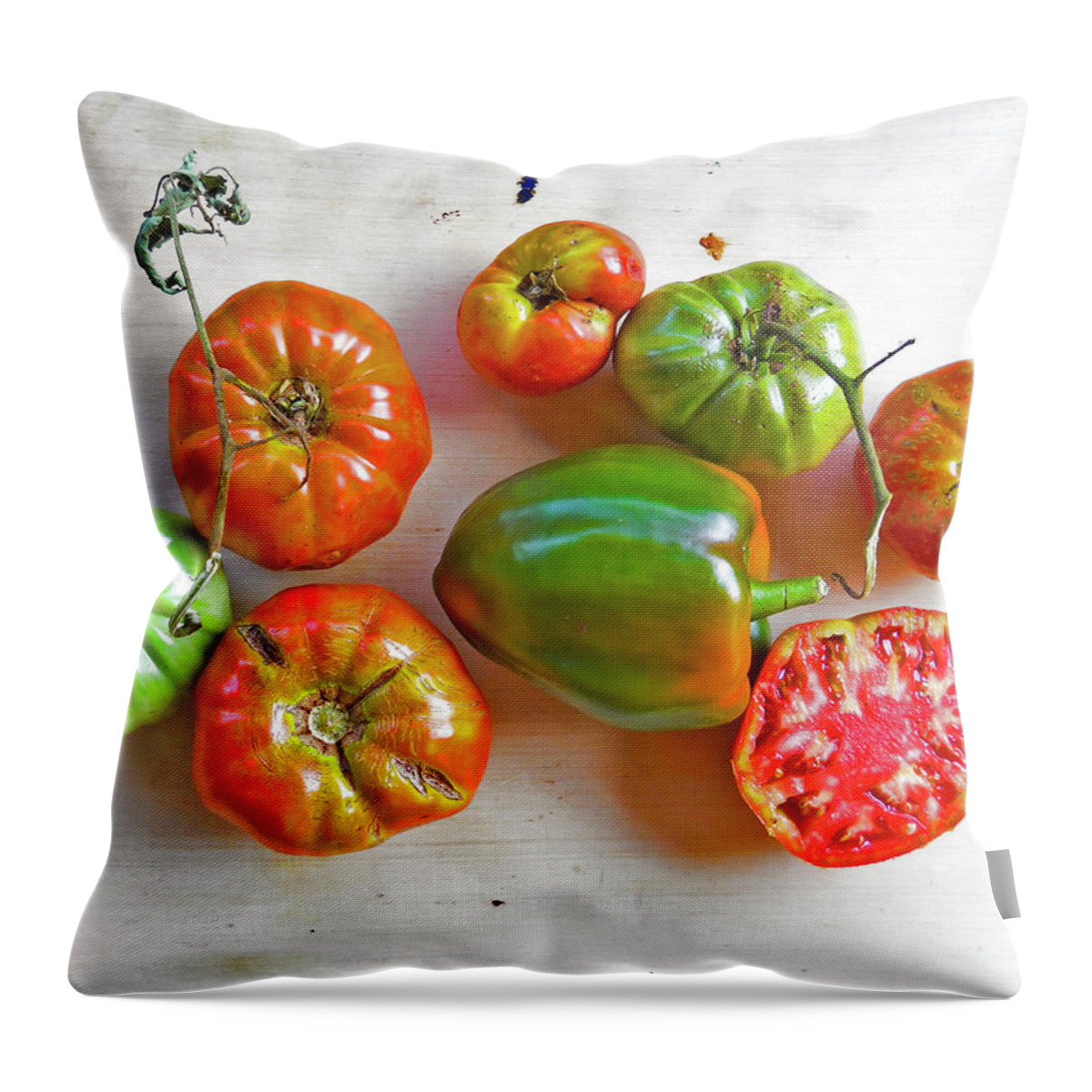 Tomatoes Throw Pillow featuring the photograph Tomatoes from the Top by Joe Roache