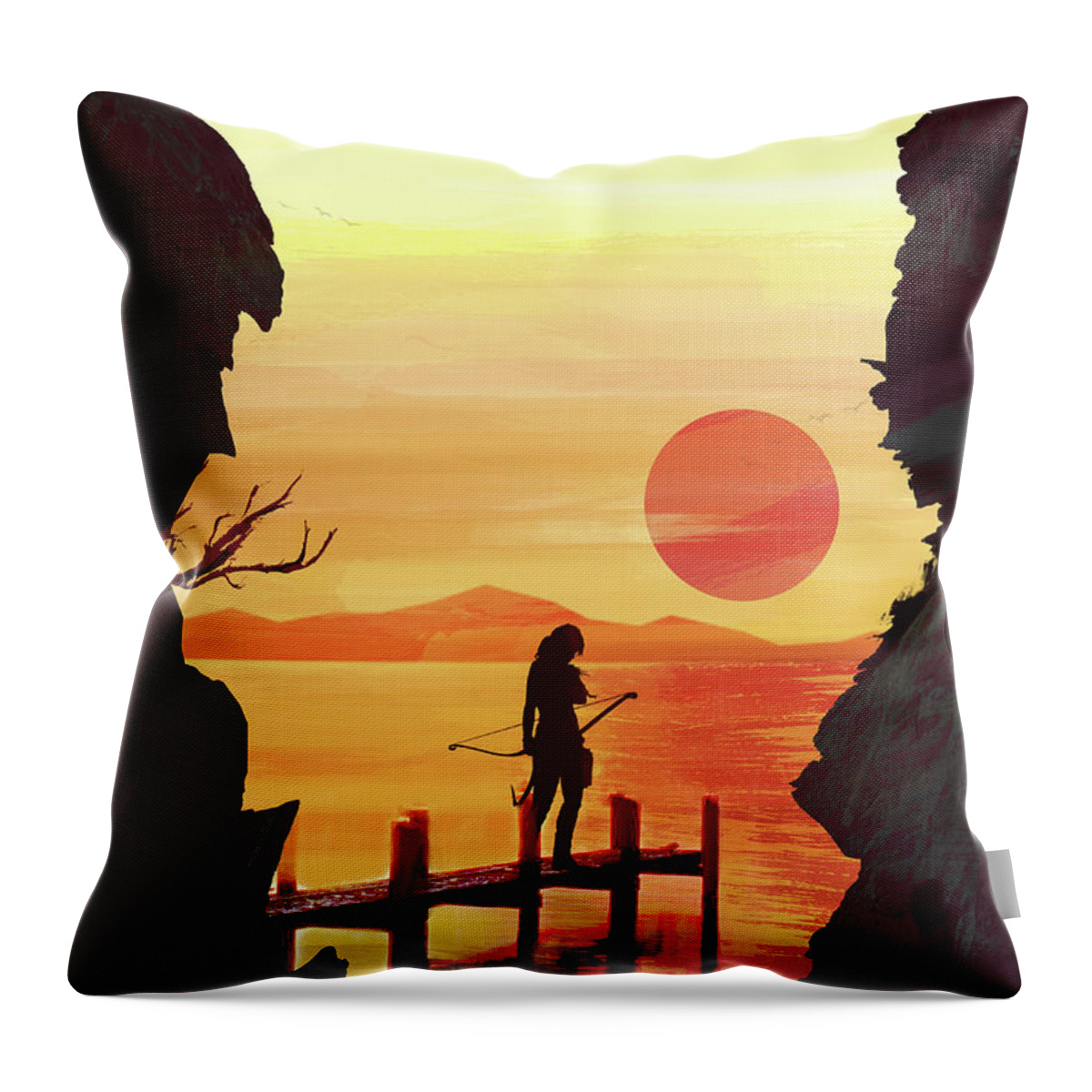 Tomb Raider Throw Pillow featuring the digital art Tomb Raider by IamLoudness Studio