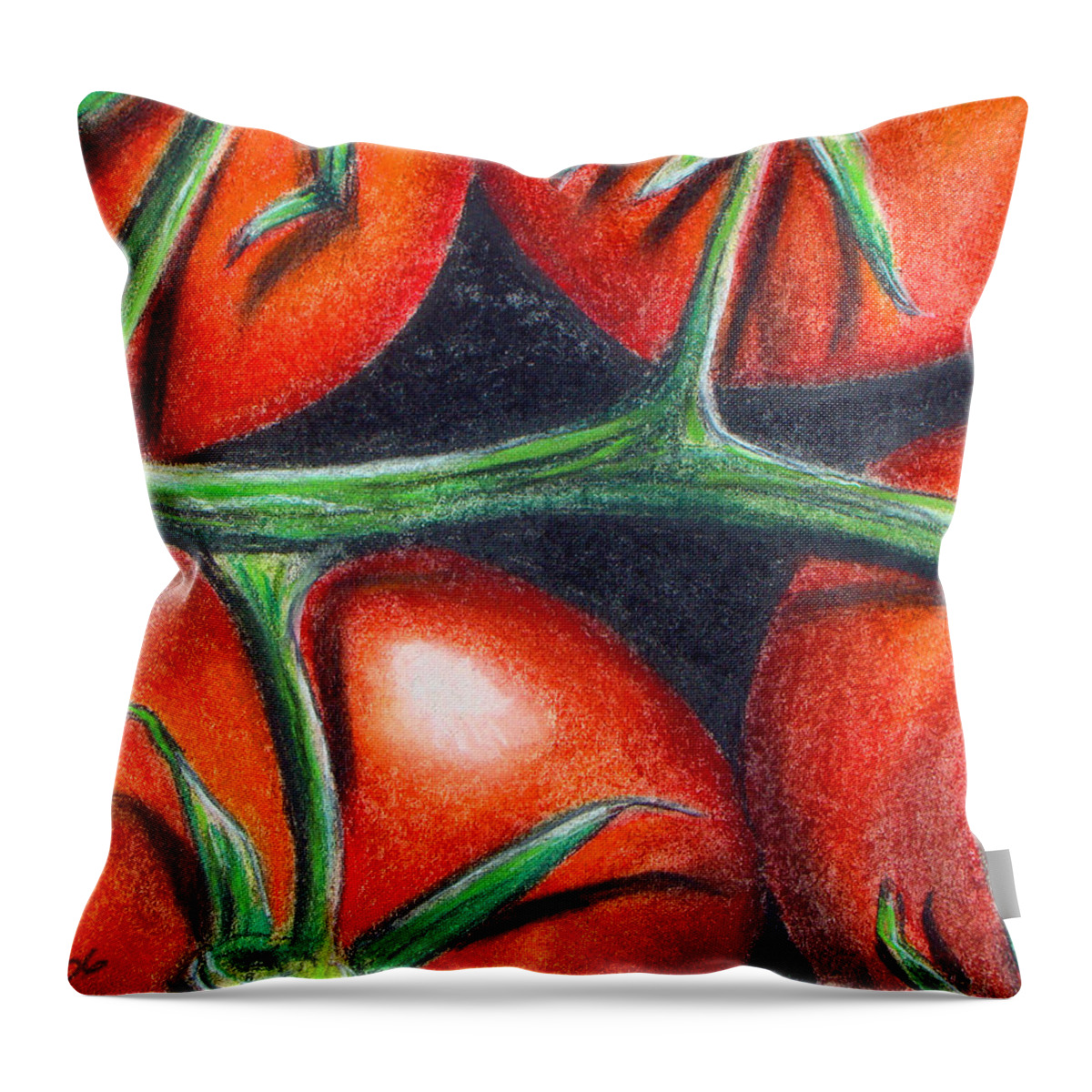 Pastel Throw Pillow featuring the painting Toms on the Vine by Michael Foltz