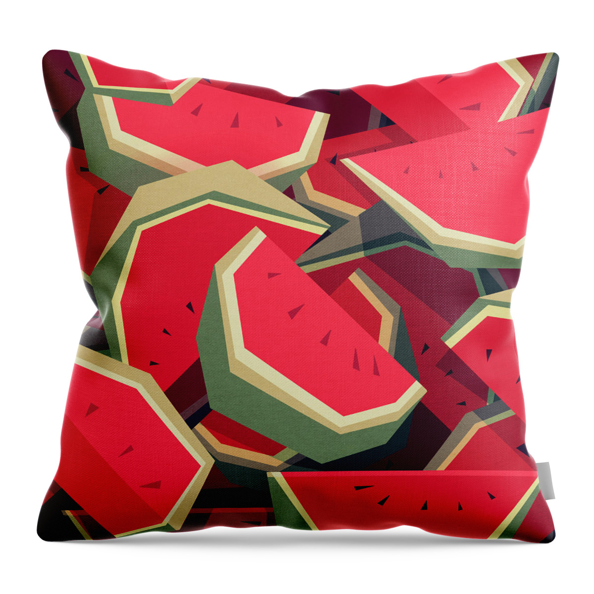Watermelon Throw Pillow featuring the digital art Too many watermelons by Yetiland