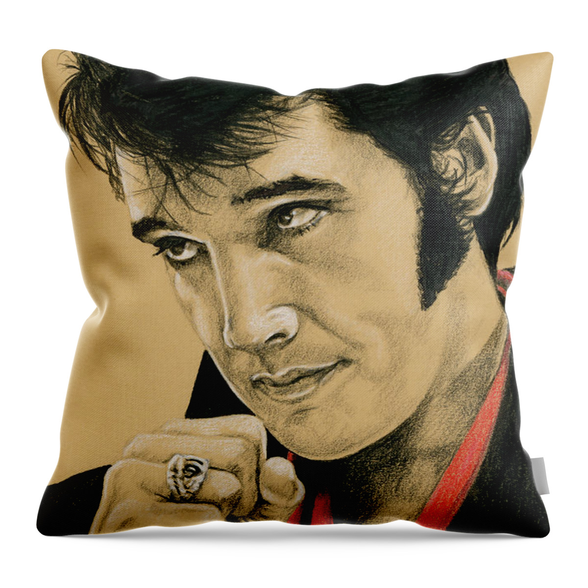 Elvis Throw Pillow featuring the drawing Too much monkey business by Rob De Vries