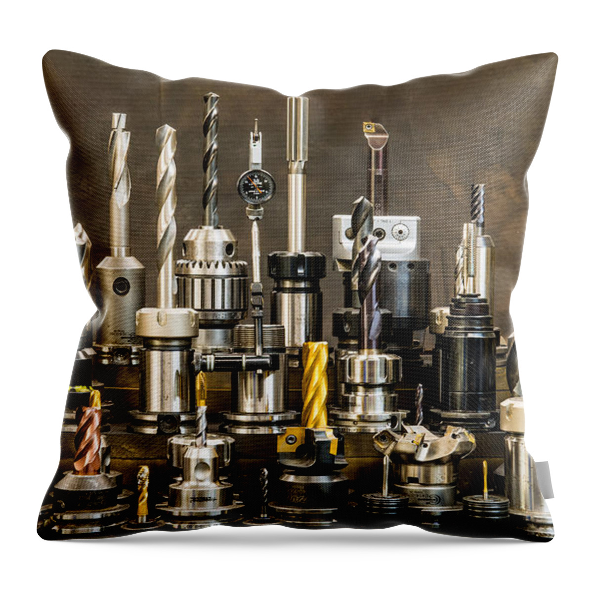 Freidlund Throw Pillow featuring the photograph Toolmakers Cutting Tools by Paul Freidlund