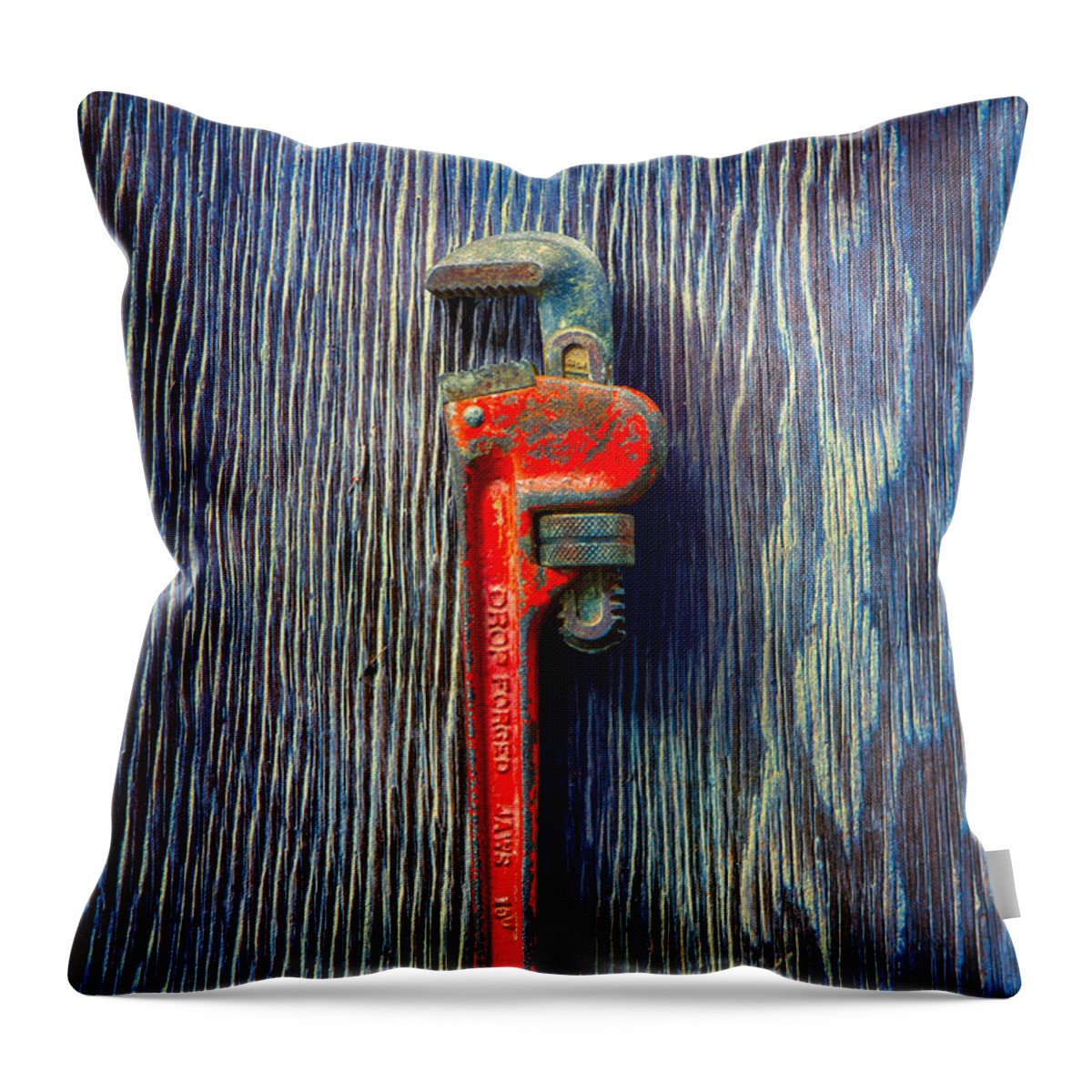 Antique Throw Pillow featuring the photograph Tools On Wood 62 by YoPedro