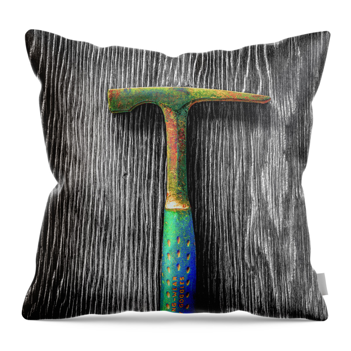 Art Throw Pillow featuring the photograph Tools On Wood 63 on BW by YoPedro