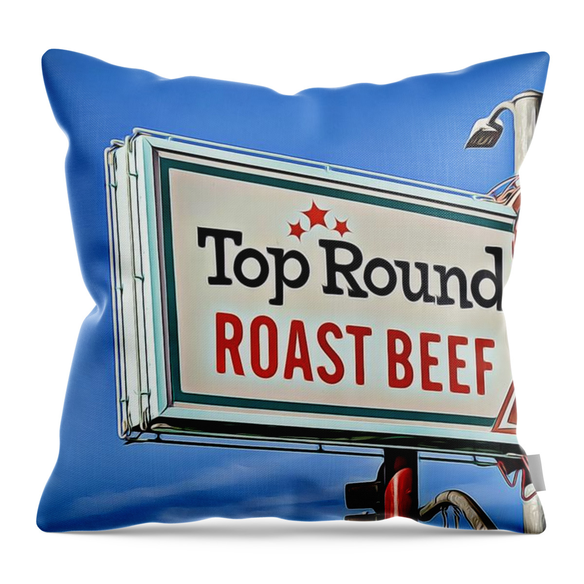 Signs Throw Pillow featuring the photograph Top Round Roast Beef by Alison Frank