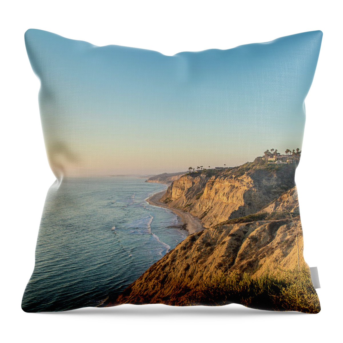 Photosbymch Throw Pillow featuring the photograph Torrey Pines Coast at Sunset by M C Hood