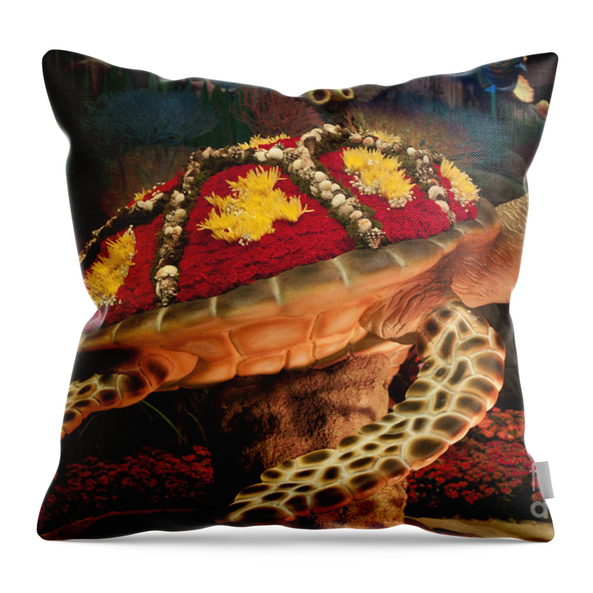 Beautiful Garden Throw Pillow featuring the photograph Tortoise with Flowers by Ivete Basso Photography