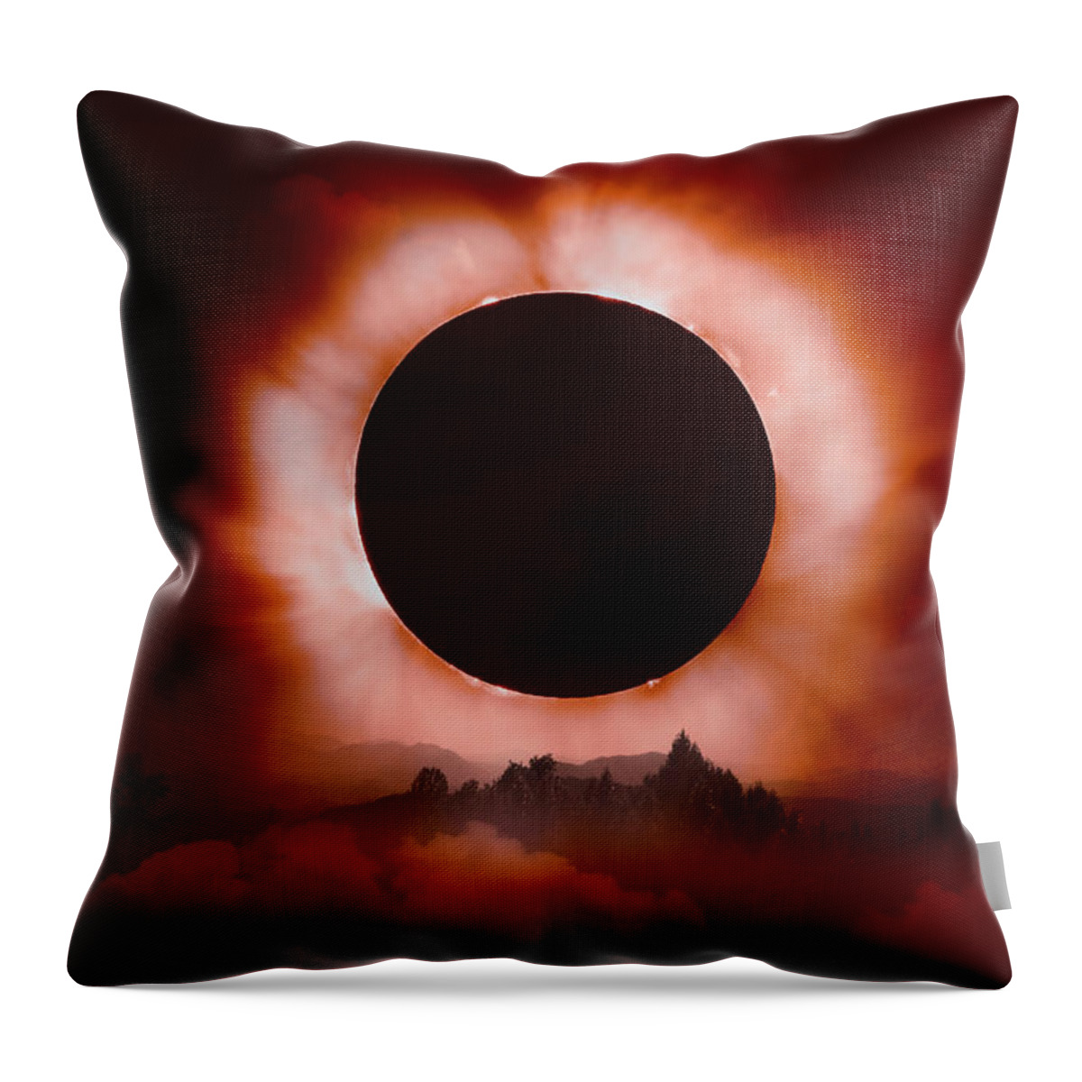 Clouds Throw Pillow featuring the photograph Total Eclipse of the Sun in the Mountains by Debra and Dave Vanderlaan