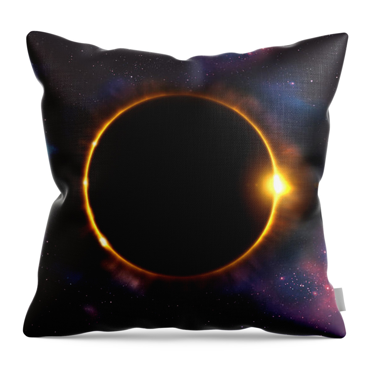 Eclipse Throw Pillow featuring the digital art Total Solar Eclipse In Space by Georgeta Blanaru