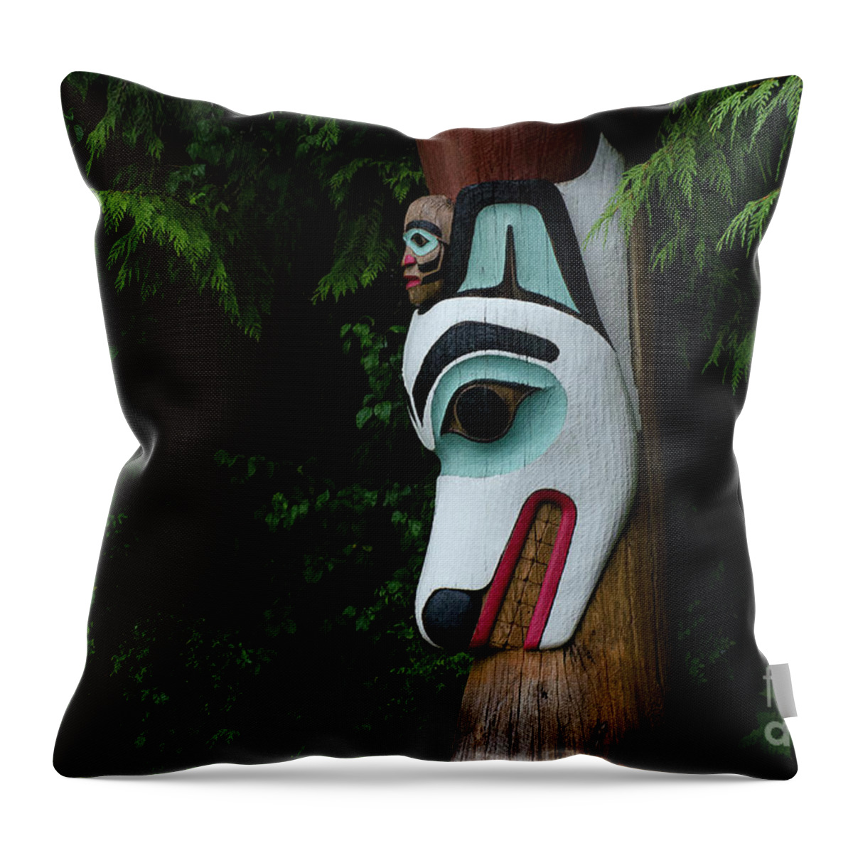 Totem Throw Pillow featuring the photograph Totem Pole Alaska 1 by Bob Christopher