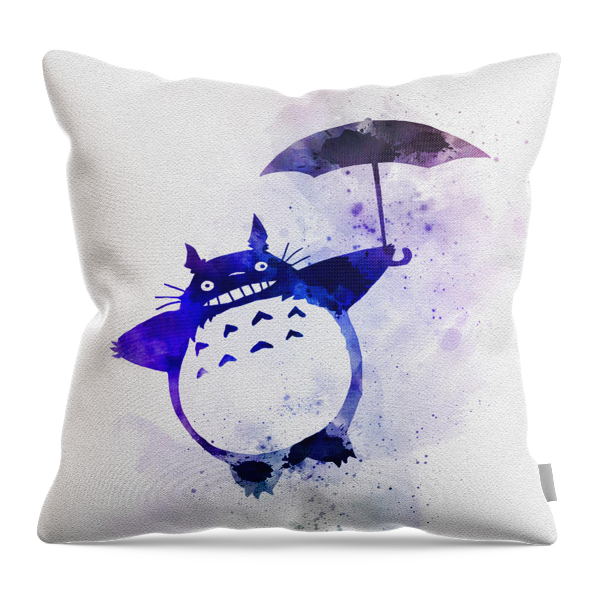 Totoro Throw Pillow featuring the mixed media Totoro by My Inspiration