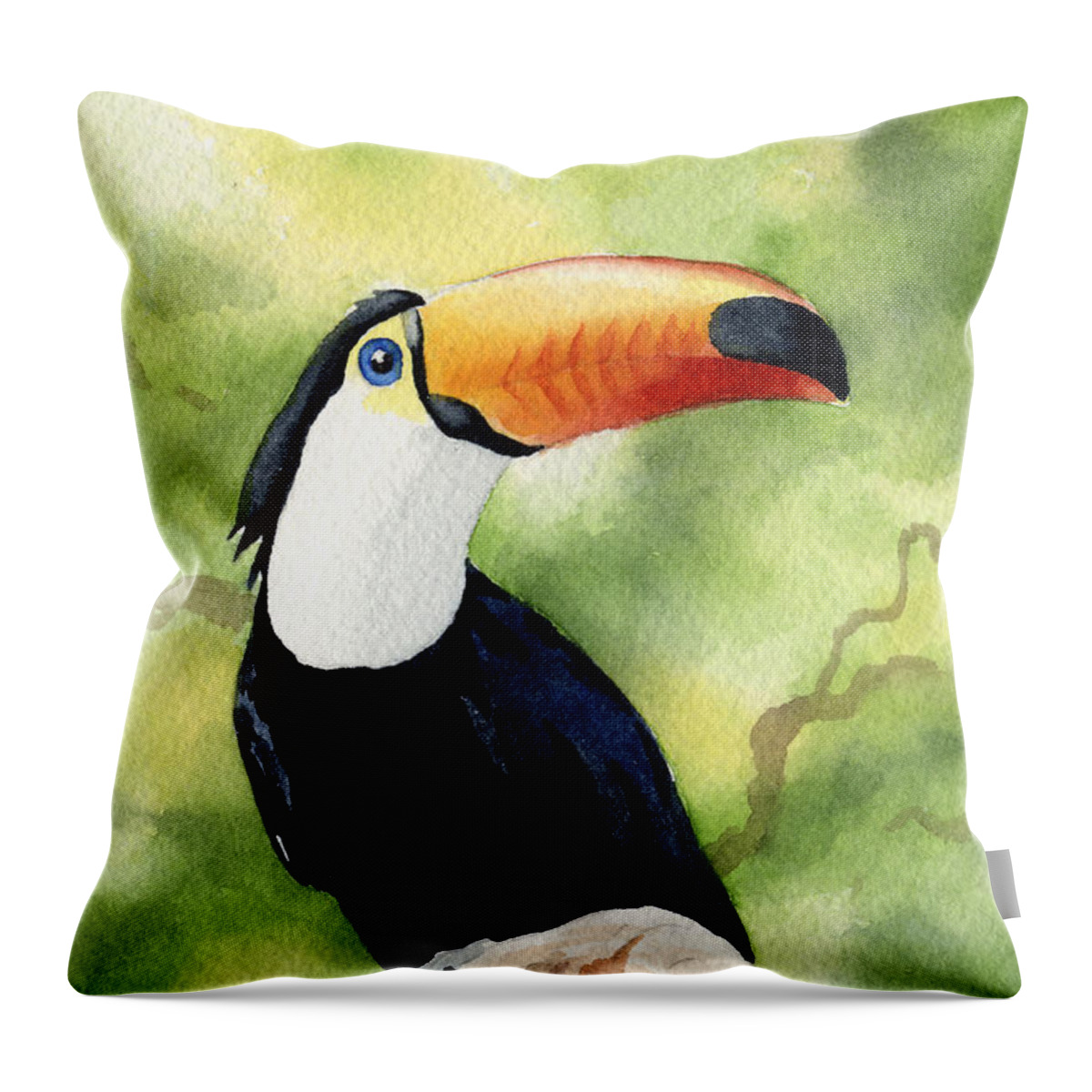 Toucan Throw Pillow featuring the painting Toucan by David Rogers