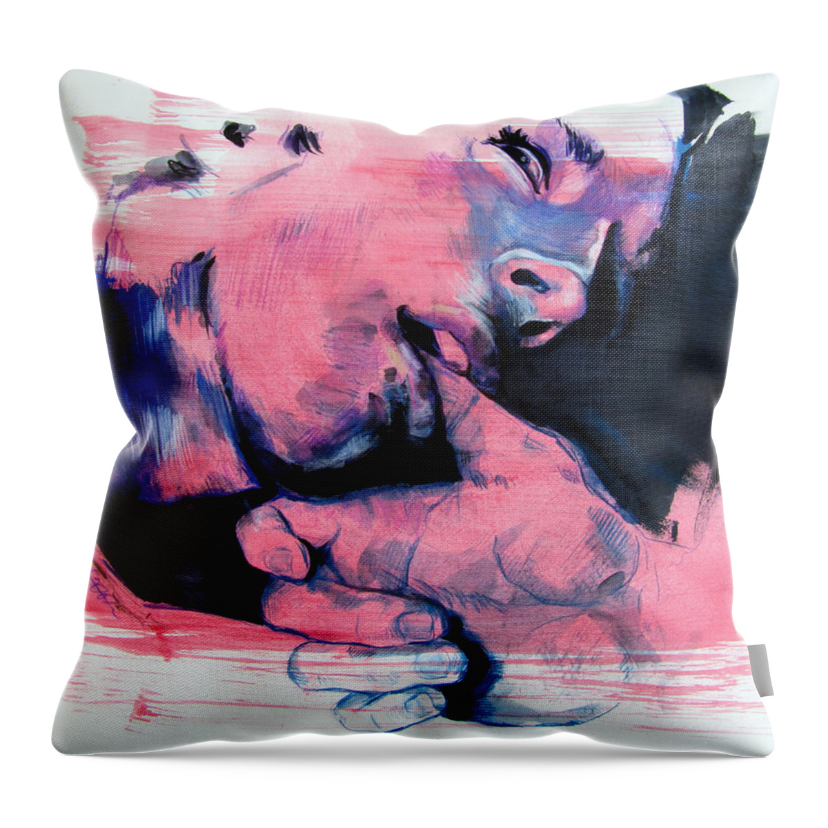 Love Throw Pillow featuring the painting Tough Love by Rene Capone
