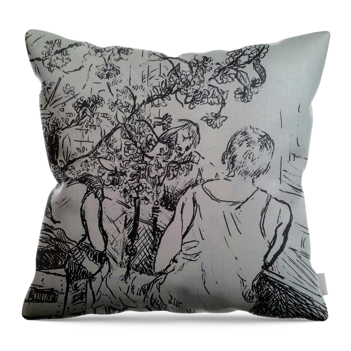 Tourist Throw Pillow featuring the drawing Tourist in Ho Chi Minh City by Sukalya Chearanantana
