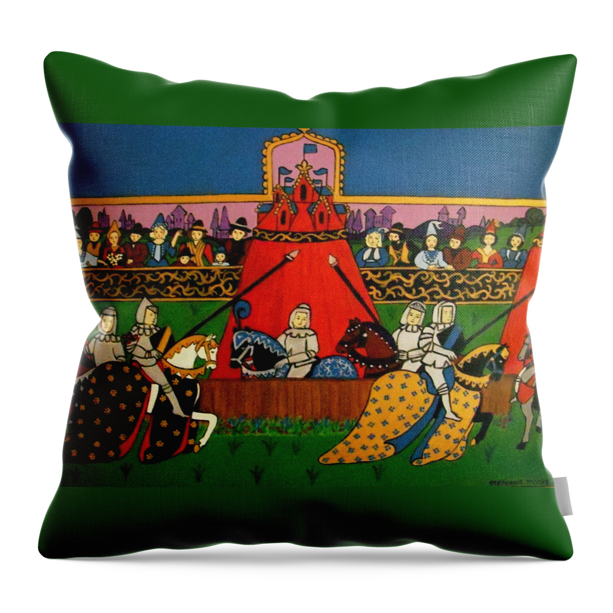 Knights Throw Pillow featuring the painting Tournament by Stephanie Moore