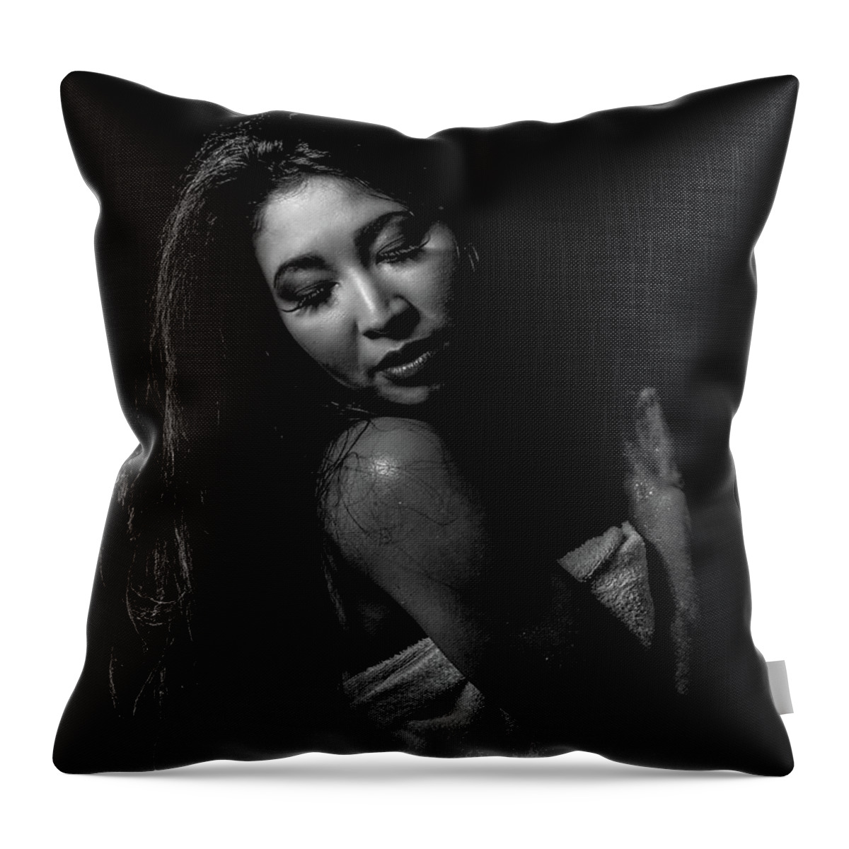 Blackandwhite Throw Pillow featuring the photograph Towel Wrapped Too by Monte Arnold