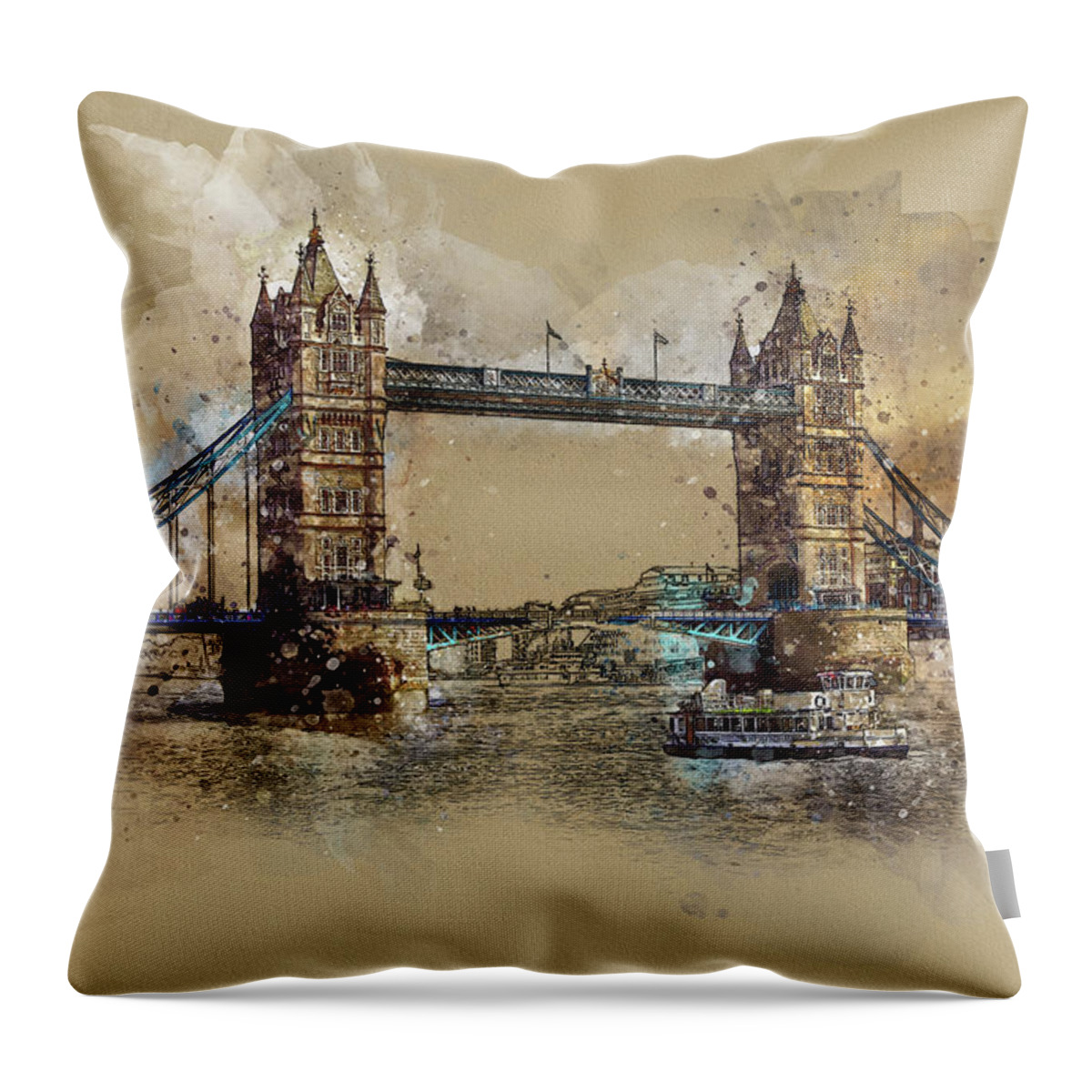 Tower Bridge Throw Pillow featuring the digital art Tower Bridge of London by Teresa Zieba