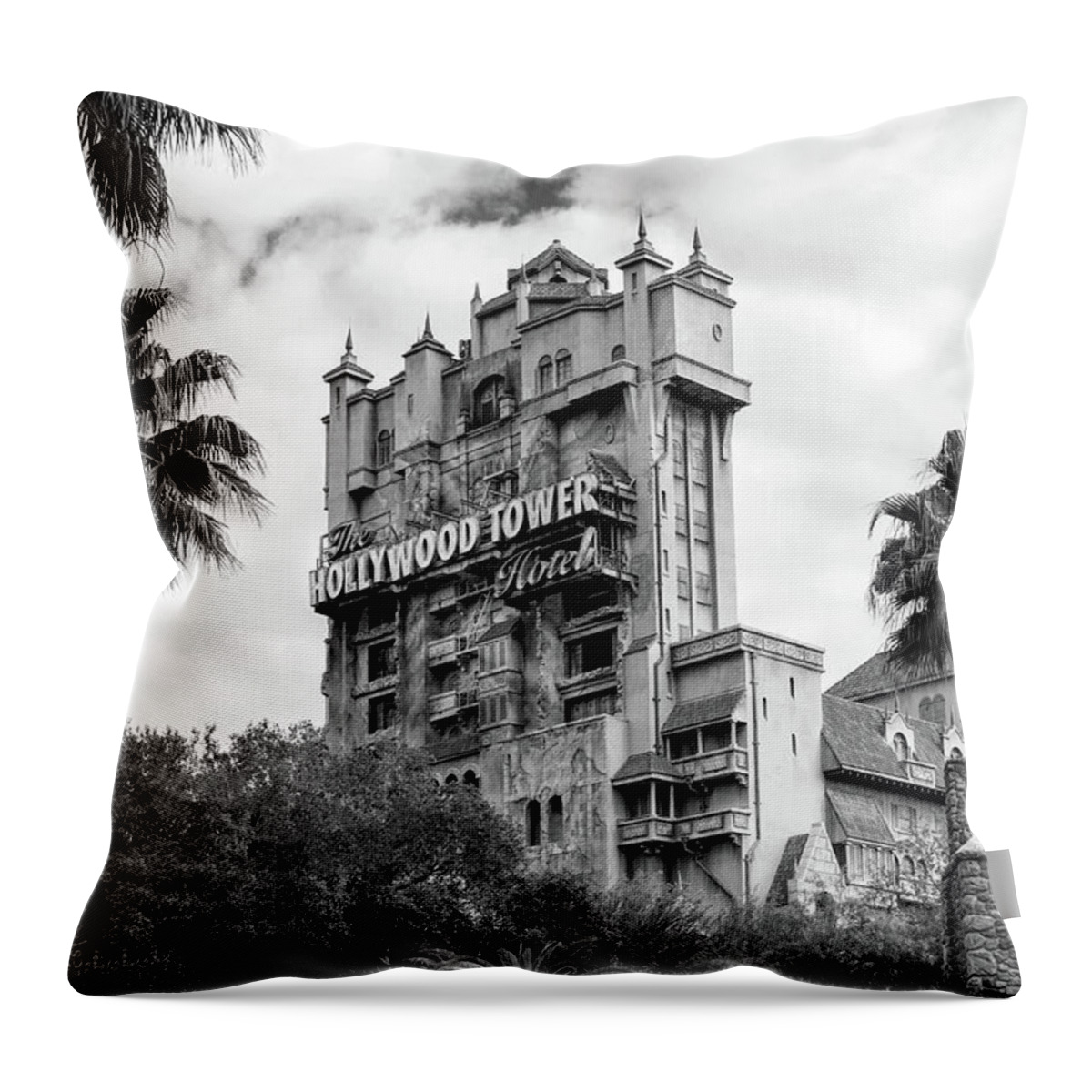Disney Throw Pillow featuring the photograph Tower of Terror by Mike Centioli